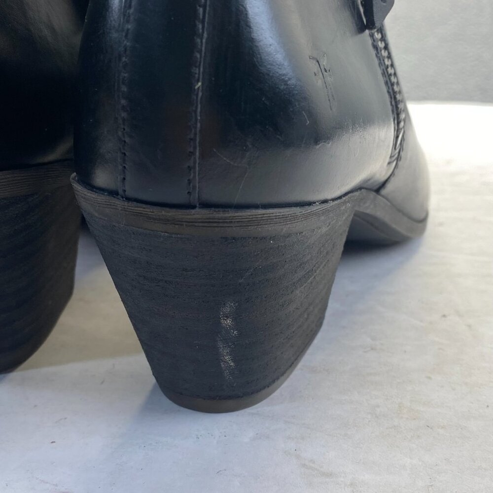 Frye Judith Double Zip Ankle Boots Size 8 M Black Leather Heeled Booties FR40838 - Picture 5 of 12